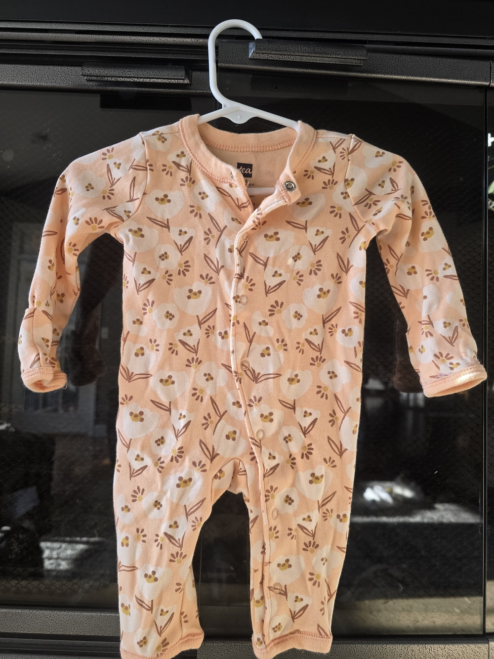 Tea Collection Peach Floral Footed One-Piece